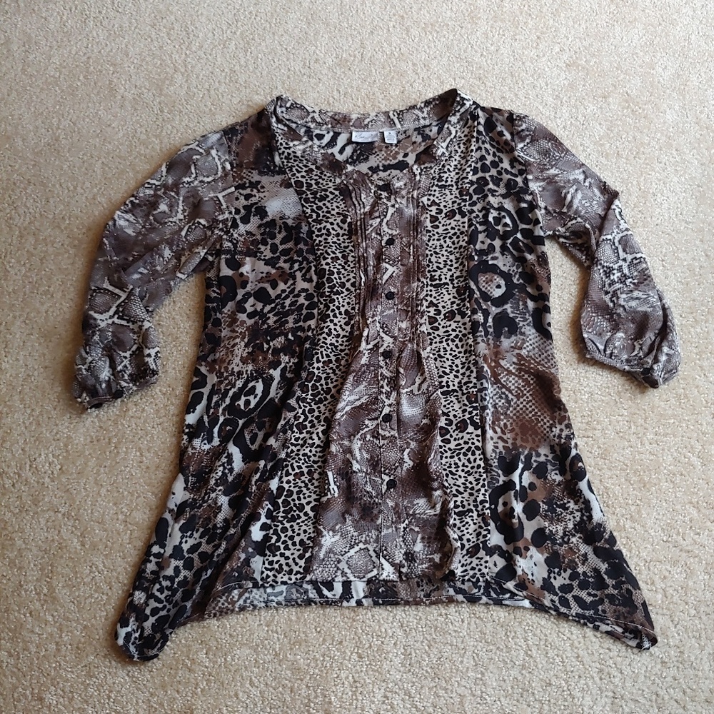 Kim Rogers gently worn snake print blouse